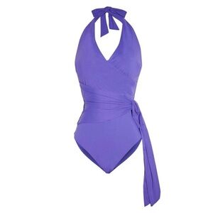 Onia Purple Wrap Waist Swimsuit